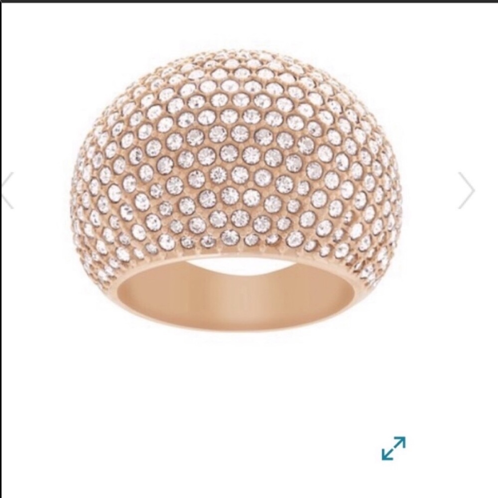Swarovski Rose Gold Dome Ring with Clear Crystals